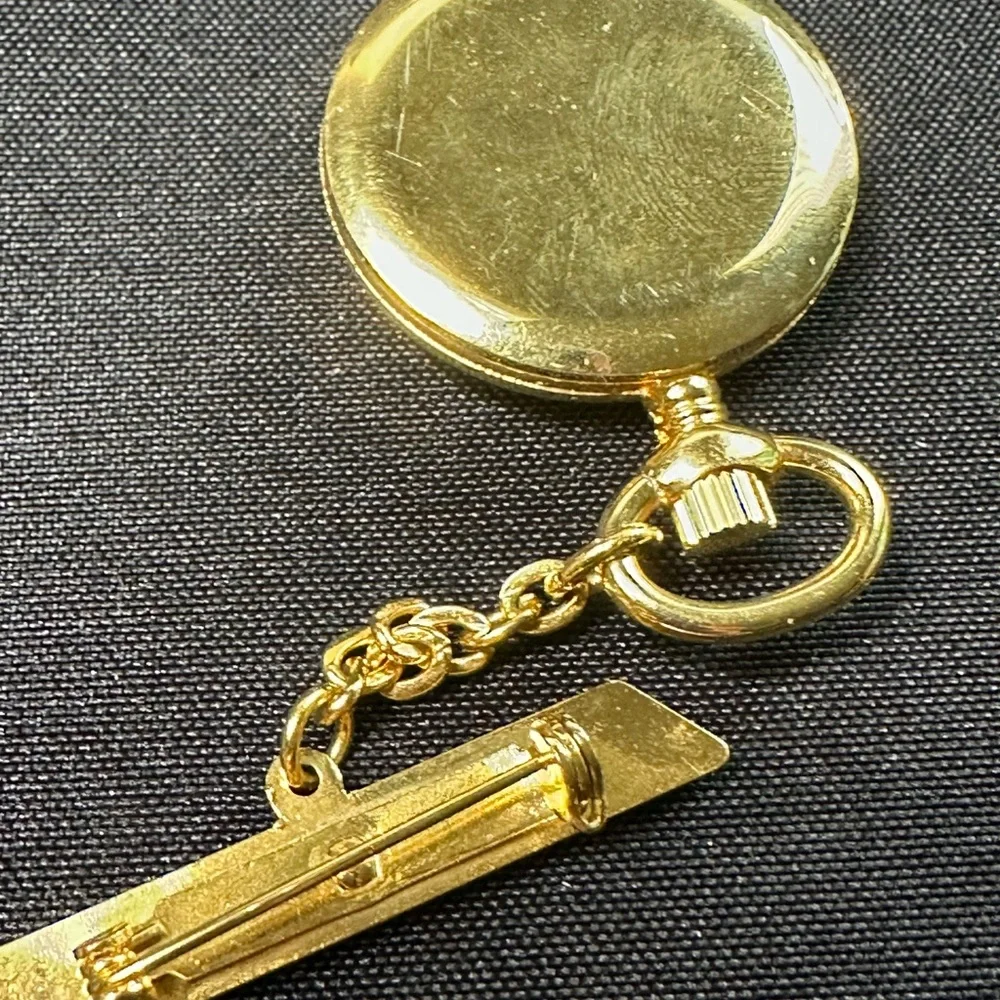 Vintage Grovana Swiss Nurse Fob Watch Brooch Gold Tone White Dial Incabloc Pin